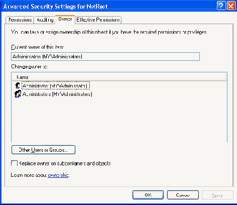  Owner   Advanced Security Settings